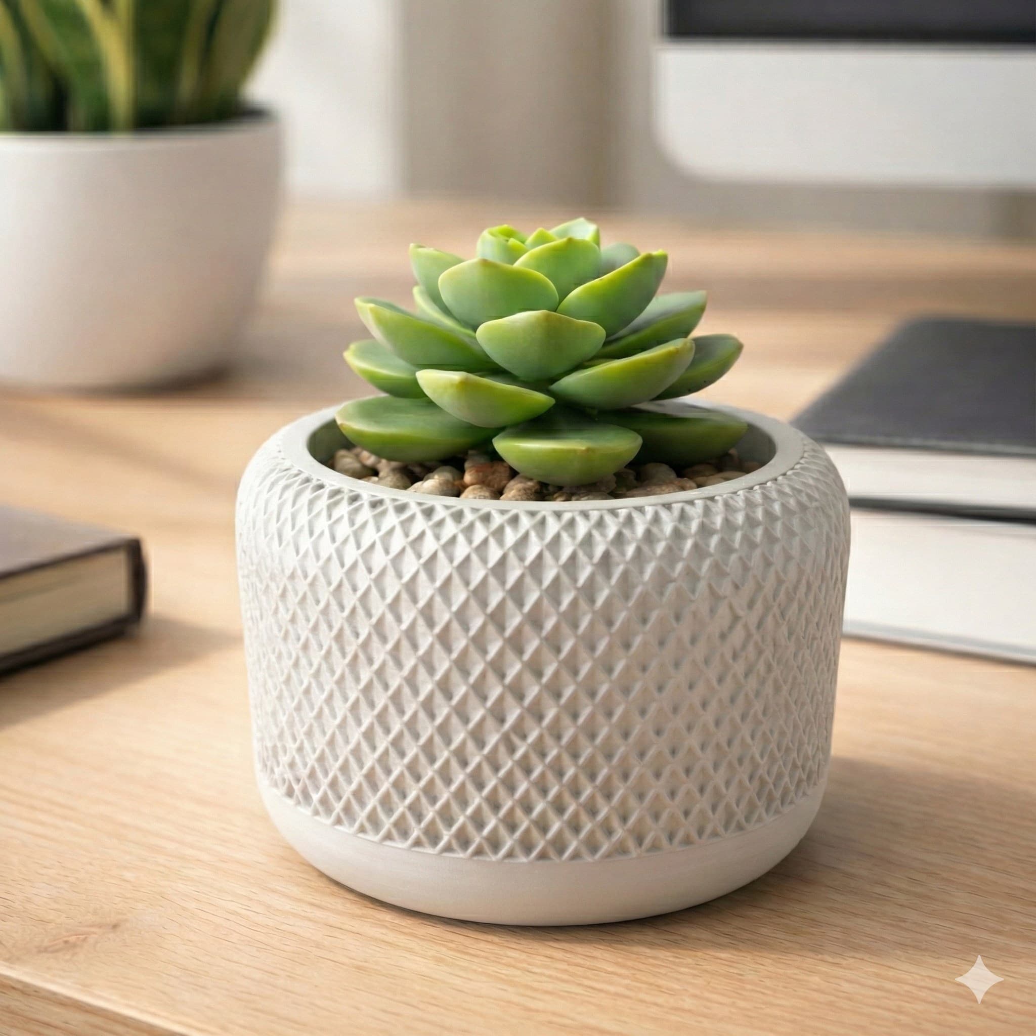 Diamond Texture Planter - Matte White