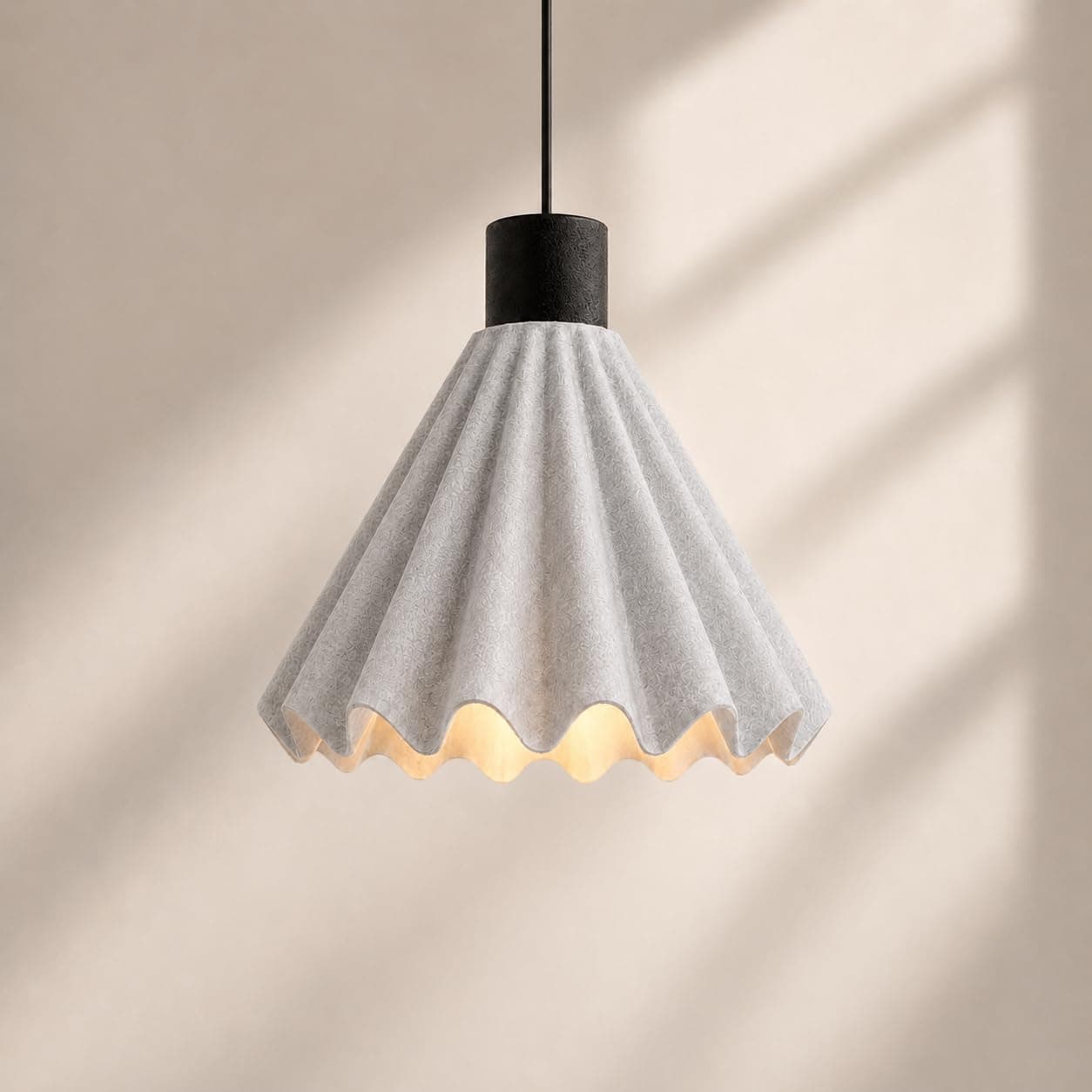 Scallop Pleated Pendant Light — view 1